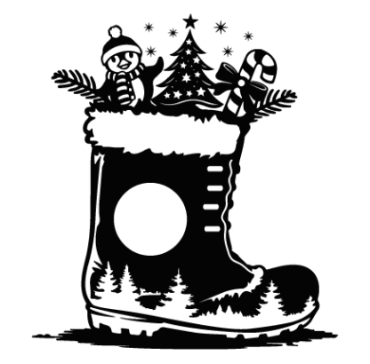 Santa's Boot with Christmas Ornaments Free SVG File for Members - Decorative Christmas Sticker