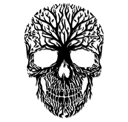 Tree Shaped to Skull Face Free SVG File for Members - Gothic tattoo, Halloween Decor