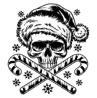 Skull with Santa's hat and crossed candy canes Free SVG File for Members - Christmas tshirt design