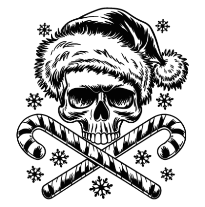 Skull with Santa's hat and crossed candy canes Free SVG File for Members - Christmas tshirt design