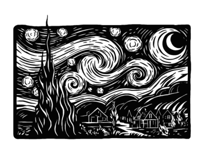 Starry Night view Free SVG File for Members - Celestial Wall art
