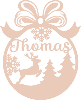 Christmas Ornament with ribbon bow Free SVG File for Members - Customizable Christmas decor