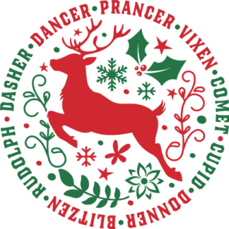 Dasher, Dancer, Prancer, Vixen, comet, cupid Free SVG File for Members - Christmas tshirt design