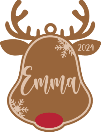 Hanging Reindeer head with custom name Free SVG File for Members - Christmas ornament