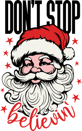Don't Stop Believin', Santa face Free SVG File for Members - Christmas pillow case design