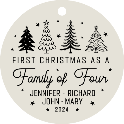 First Christmas as a Family of Four Free SVG File for Members - Personalized Christmas Ornament