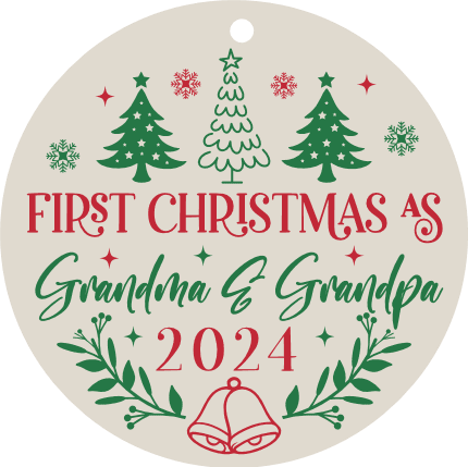 First Christmas as Grandma and Grandpa 2024 Free SVG File for Members - Christmas ornament