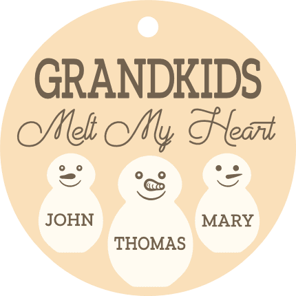 Grandkids Melt My Heart Free SVG File for Members - Personalized Christmas Ornament with snowman