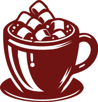 Hot chocolate cup with marshmallows free svg file for members, cup clipart image, winter decor