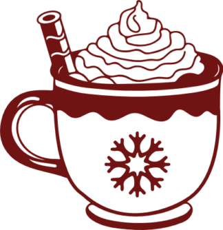 Hot chocolate cup with snowflake free svg file for members, winter clipart image