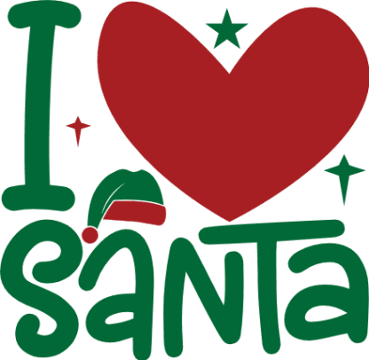 I Love Santa Free SVG File for Members - Christmas Kids tshirt design with heart