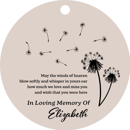 May the Winds of Heaven blow softly Free SVG File for Members - Personalized Memorial ornament