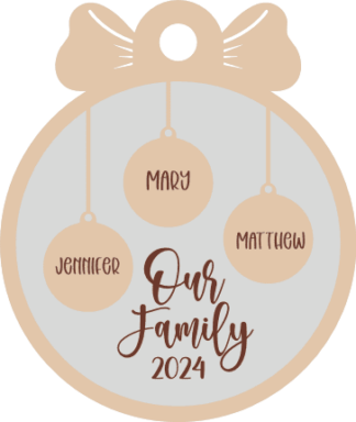 Christmas ornament with family custom name Free SVG File for Members - Personalized Christmas decor