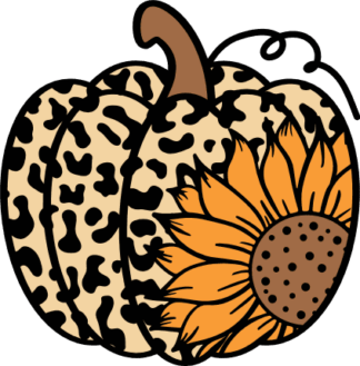 Leopard print pumpkin and sunflower Free SVG File for Members - fall decorative clipart image