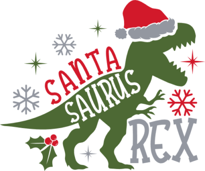 Santa saurus rex Free SVG File for Members - Christmas kids tshirt design with dino