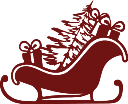 Santa sleigh, tree and gifts Free SVG File for Members - Christmas Clipart Image