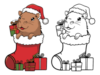 Santa Capybara with Gifts Free SVG File for Members - Christmas Stocking wall sticker