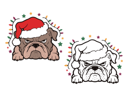 Grumpy Bulldog with Santa hat Free SVG File for Members - Christmas Dog Lovers tshirt design