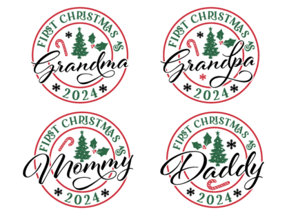 First Christmas as Mommy, Daddy, Grandma, Grandpa Free SVG File bundle for Members - baby announcement