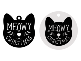 Meowy Christmas Free SVG File for Members - Cat Face Christmas Ornament Design for pet lover