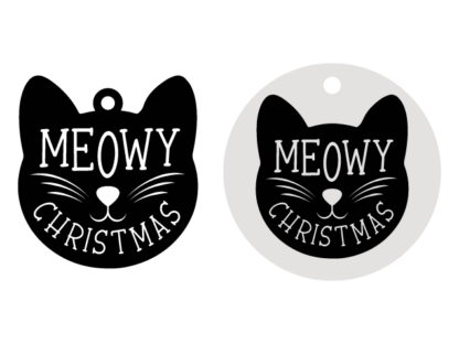 Meowy Christmas Free SVG File for Members - Cat Face Christmas Ornament Design for pet lover