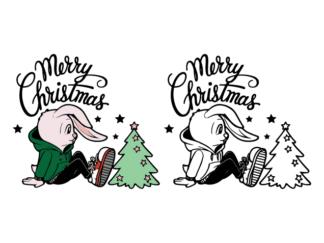 Merry Christmas Free SVG File for Members - Adorable Bunny and Christmas Tree SVG