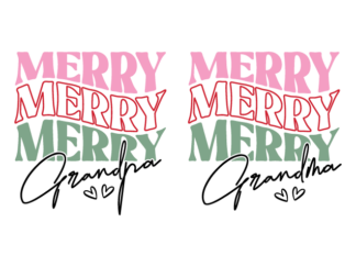 Merry Grandma, Grandpa, echo text Free SVG File for Members - Christmas Family matching sweatshirt design