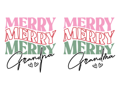 Merry Grandma, Grandpa, echo text Free SVG File for Members - Christmas Family matching sweatshirt design