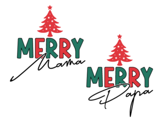 Merry Mama, Papa Free SVG File for Members - Christmas Family matching tshirt design with tree