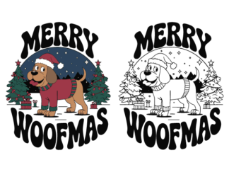 Merry Woofmas Free SVG File for Members - Funny Christmas puppy card design for pet lovers