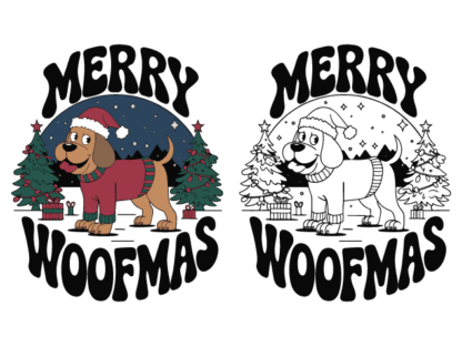 Merry Woofmas Free SVG File for Members - Funny Christmas puppy card design for pet lovers