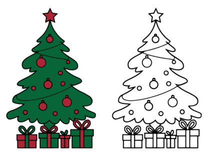 Christmas Tree and Gifts Free SVG File for Members - Decorative Christmas clipart image