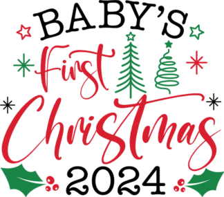 Baby’s First Christmas 2024 Free SVG File - Christmas baby onesie design