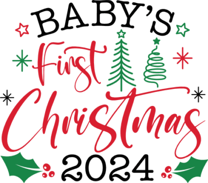 Baby’s First Christmas 2024 Free SVG File - Christmas baby onesie design