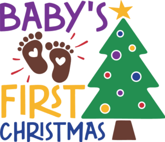 Baby's First Christmas Free SVG File for Members - Holiday wall sticker with christmas tree