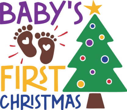 Baby's First Christmas Free SVG File for Members - Holiday wall sticker with christmas tree