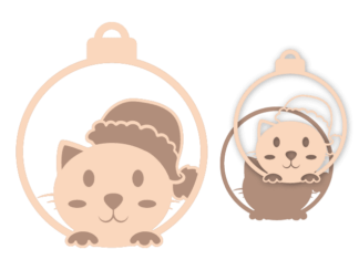 Cute Christmas cat ornament Free SVG File for Members - Festive Kitty Design