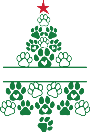 Paw Print Christmas Tree Free SVG File for Members - Christmas Decor for Dog and Cat Owners