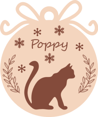 Round Hanging Ornament with cat and ribbon bow Free SVG File for Members - Personalized Christmas Ornament