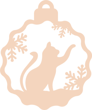 Round Hanging Ornament with cat Free SVG File for Members - Christmas Ornament