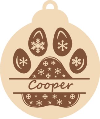 Cat Paw Hanging Ornament with custom name Free SVG File for Members - Personalized Christmas Ornament