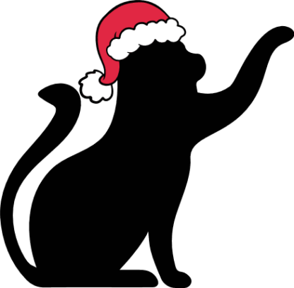 Christmas Cat Free SVG File - Sitting Cat with santa hat clipart image