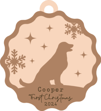 Pet's First Christmas Free SVG File for Members - Personalized Dog Name Christmas Ornament