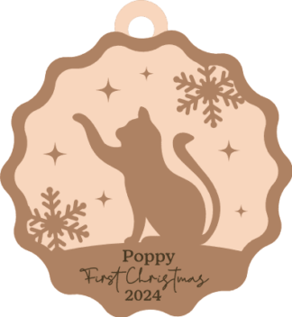 Personalized cat name ornament, Pet's First Christmas - Free SVG File for Members
