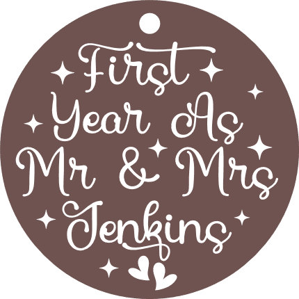 First Year as Mr. and Mrs. Free SVG File for Members - Customized Newlywed Christmas Ornament