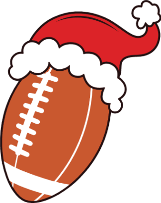 American Football Ball With Santa Hat Free SVG File for Members - Christmas Football Clipart Image