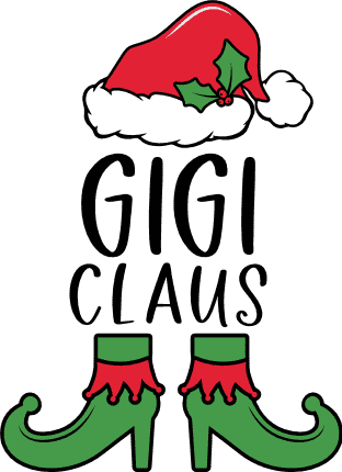 Gigi Claus Free SVG File for Members - Funny Christmas Tshirt Design With Santa Hat and Elf Shoes