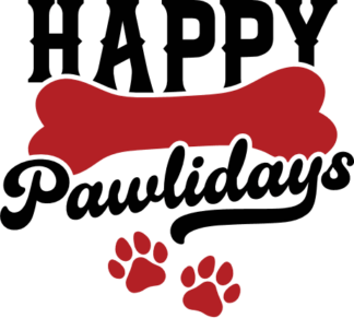 Happy Pawlidays, dog bone Free SVG File for Members - Funny Holiday Design for Pet Lovers
