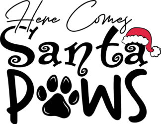 Here Comes Santa Paws Free SVG File for Members - Funny Christmas pet tank top design