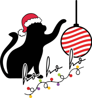 Cat Playing with Christmas Ornament Free SVG File for Members - Hohoho Funny Cat Lover Christmas design
